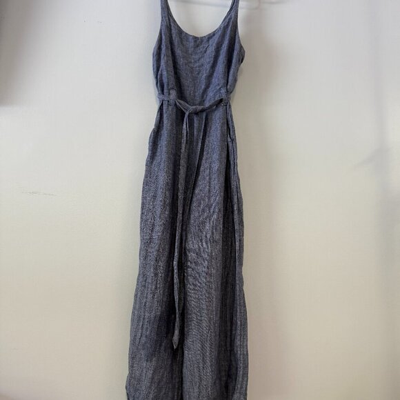 Rachel Zoe Blue Linen Wide Leg Jumpsuit - Picture 2 of 11